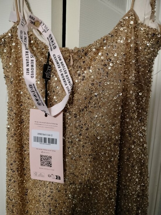 OhPolly Krystelle Embellished Fishtail Maxi Dress in Gold, 8 - Picture 10 of 13